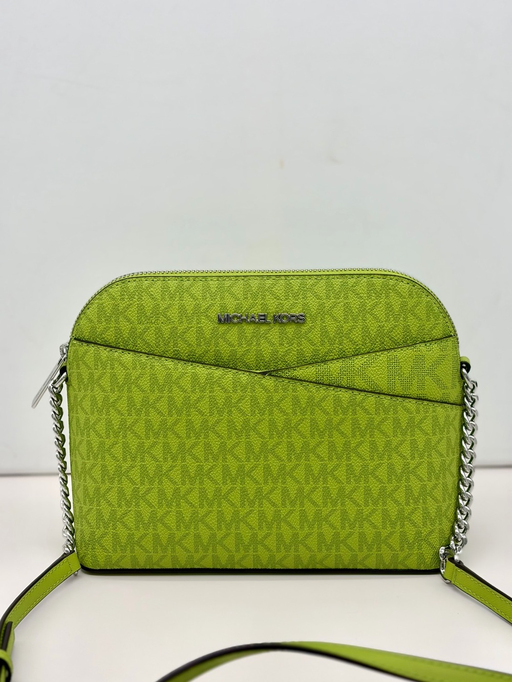Michael Kors Lime Green Signature Chain Strap Crossbody